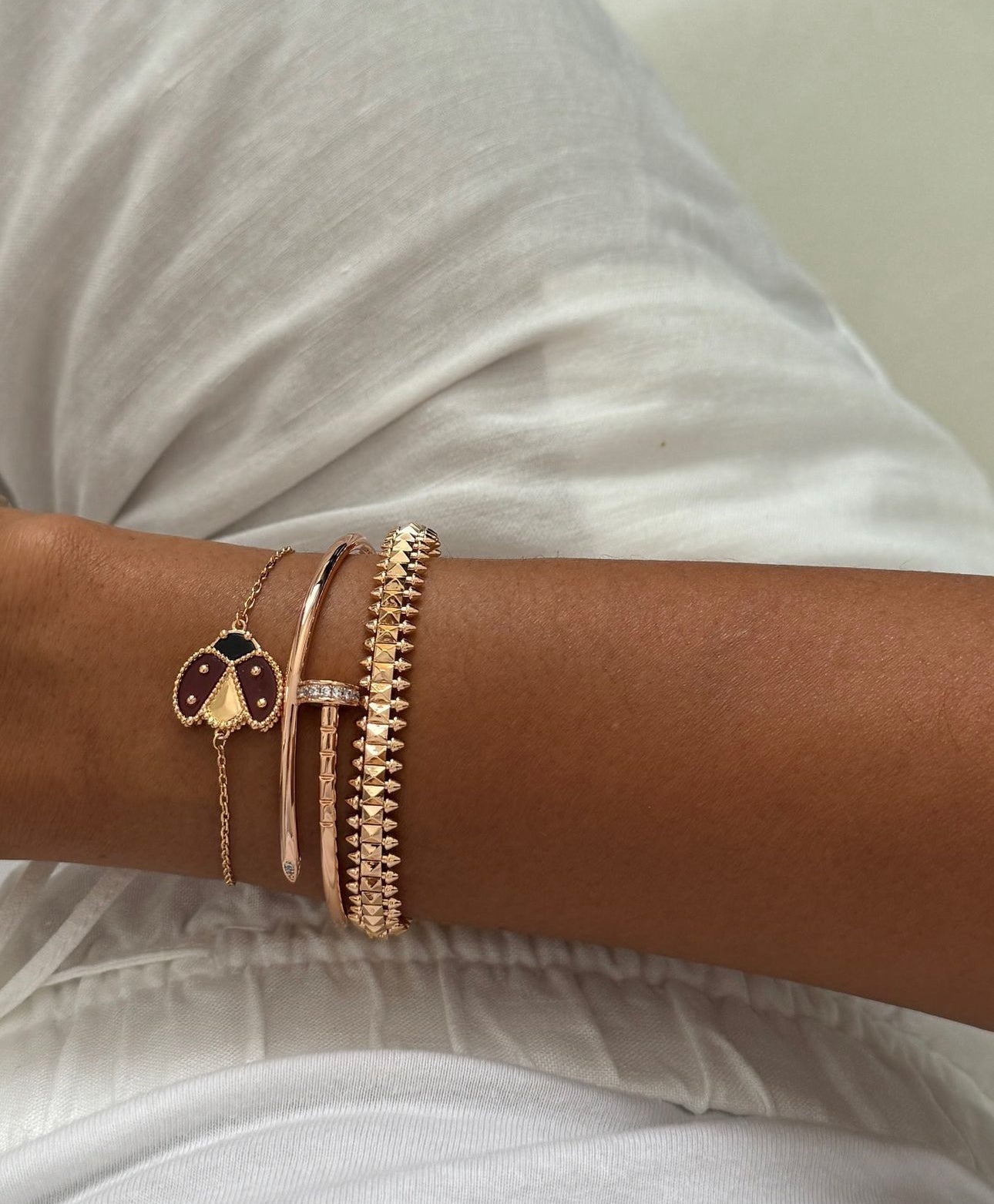 Rhinestone Nail Bracelet (fine) (in silver & gold)