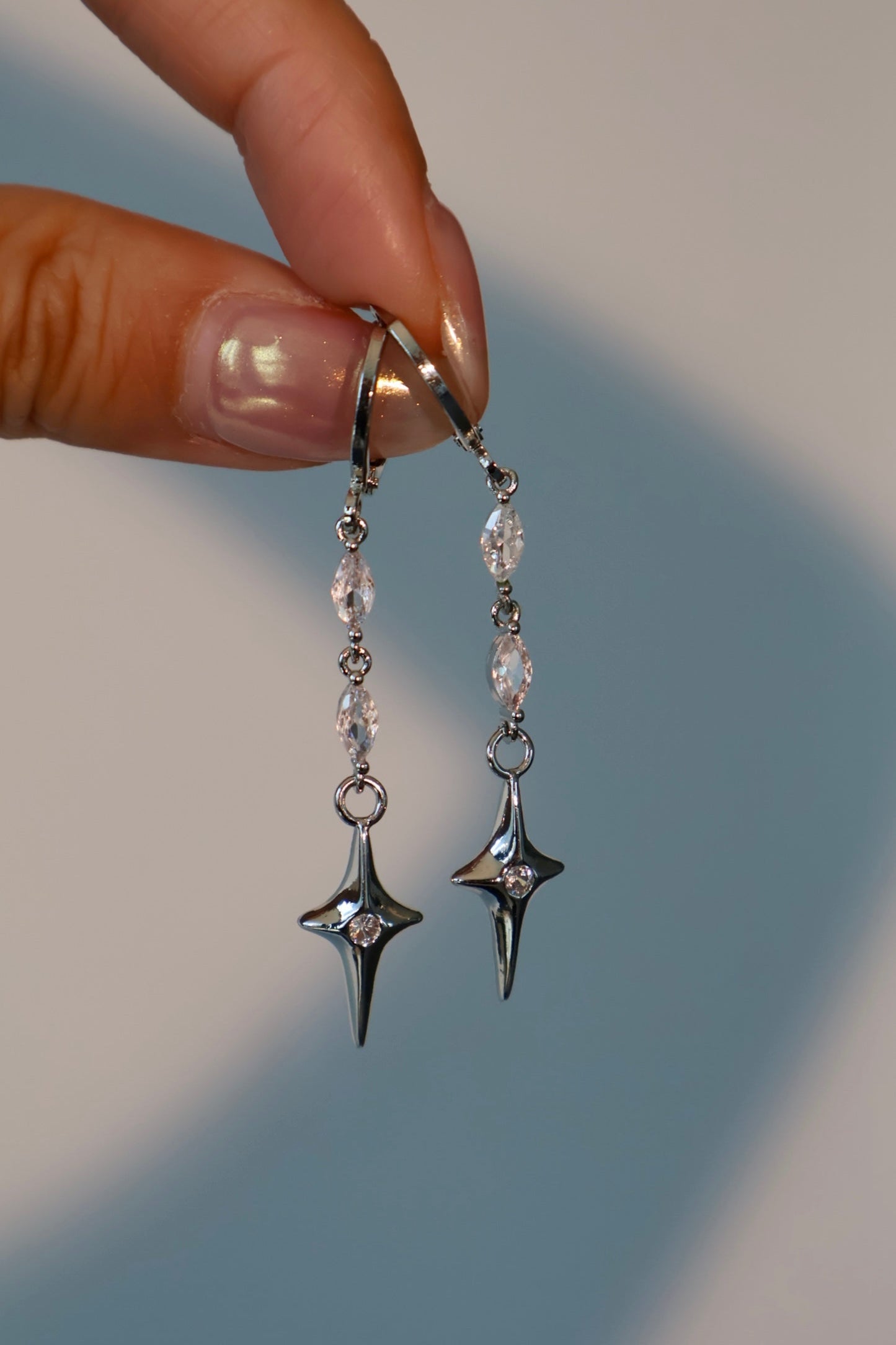 Dangly 18K Gold Star Plated Earrings