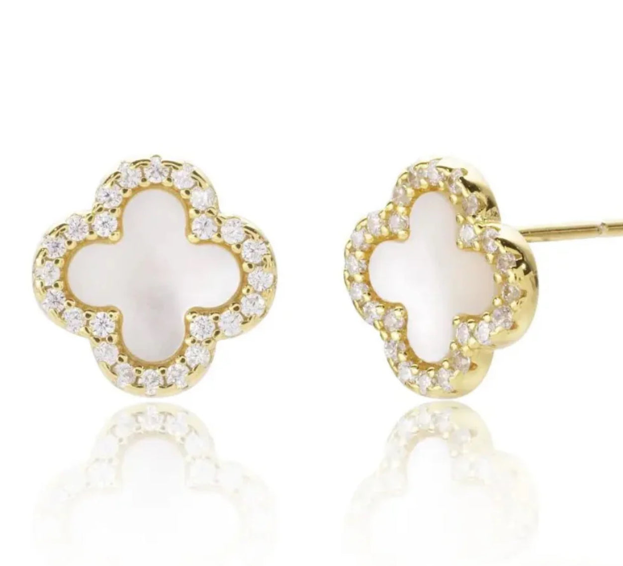 Mina Gold Pearl Diamanté Earrings