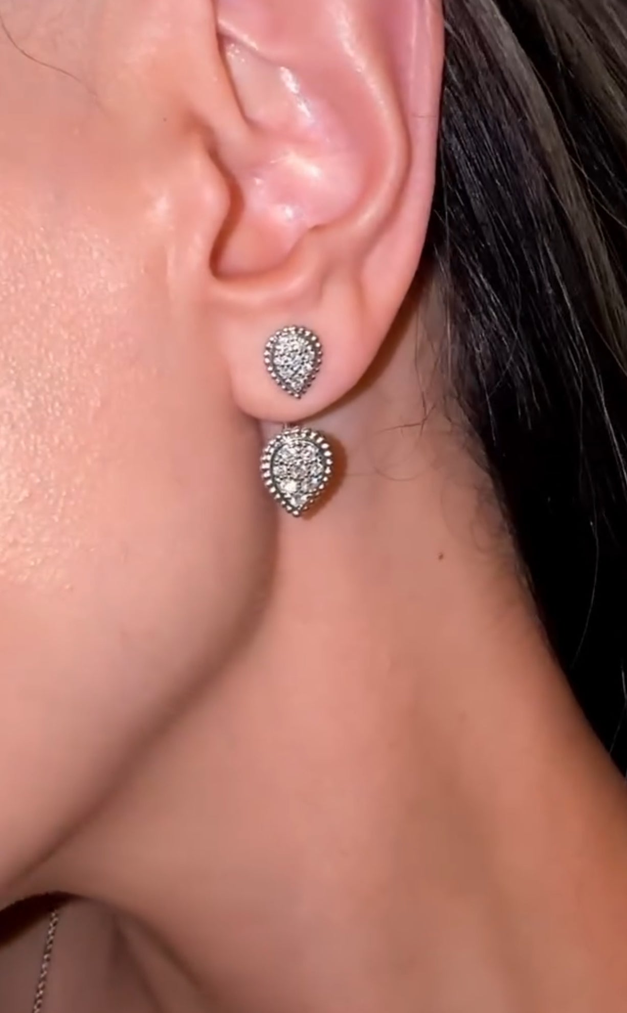 Twin Diamanté Drop Earrings (gold & silver)