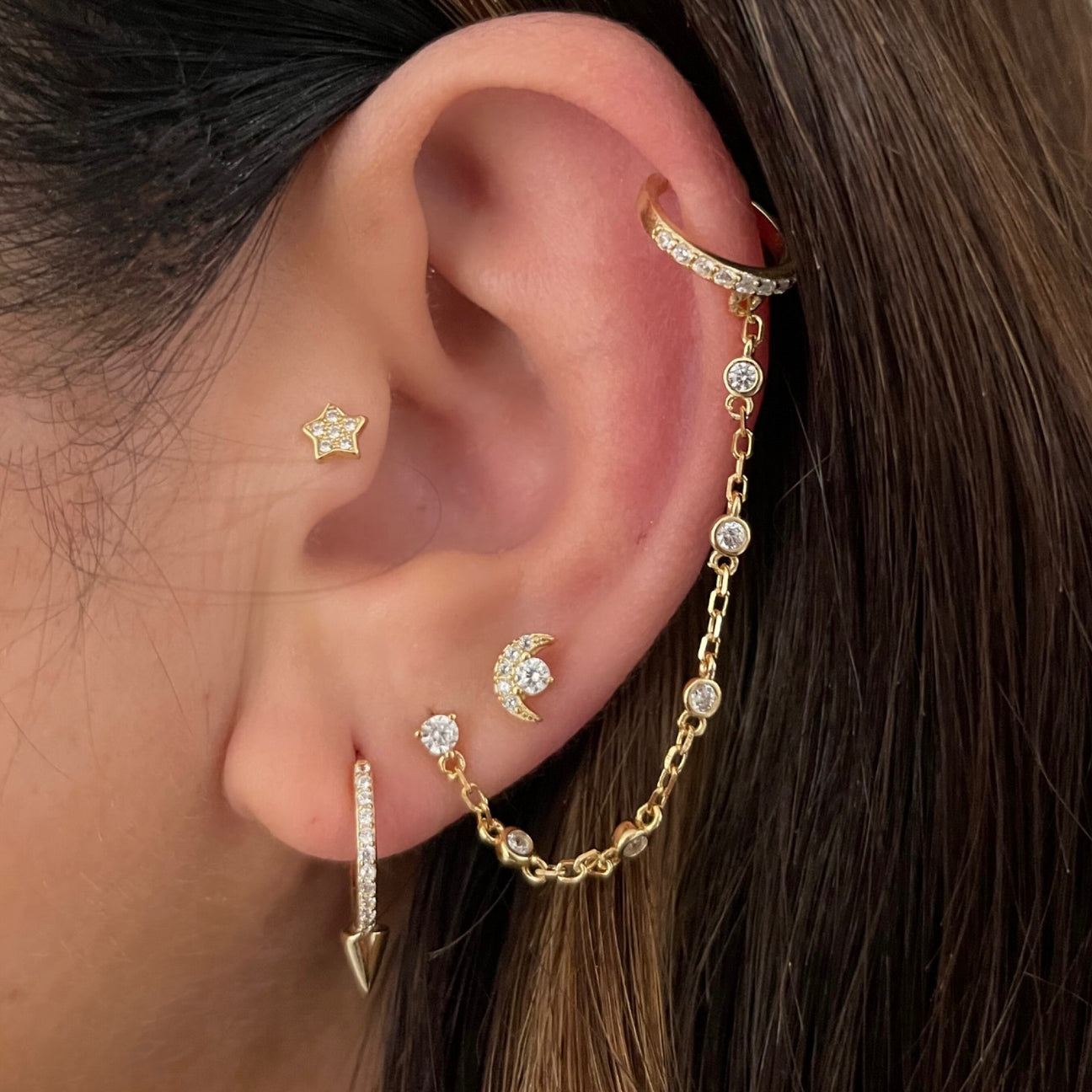 Georgia Diamanté Ear Cuff (gold & silver)