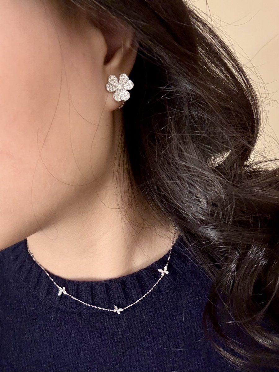 Lindsay Floral Diamanté Earrings (in rose gold & silver)