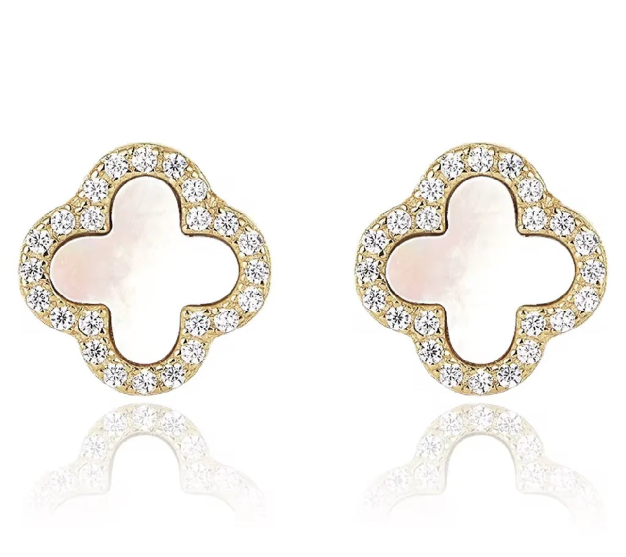 Mina Gold Pearl Diamanté Earrings