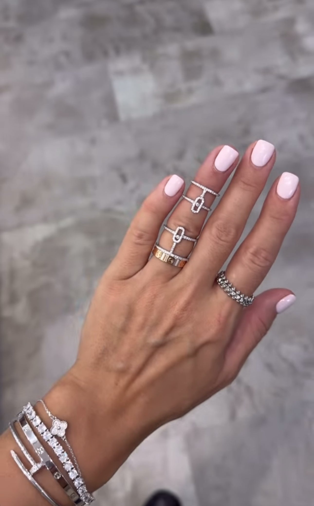 Dangling Layering Chain Diamanté Ring