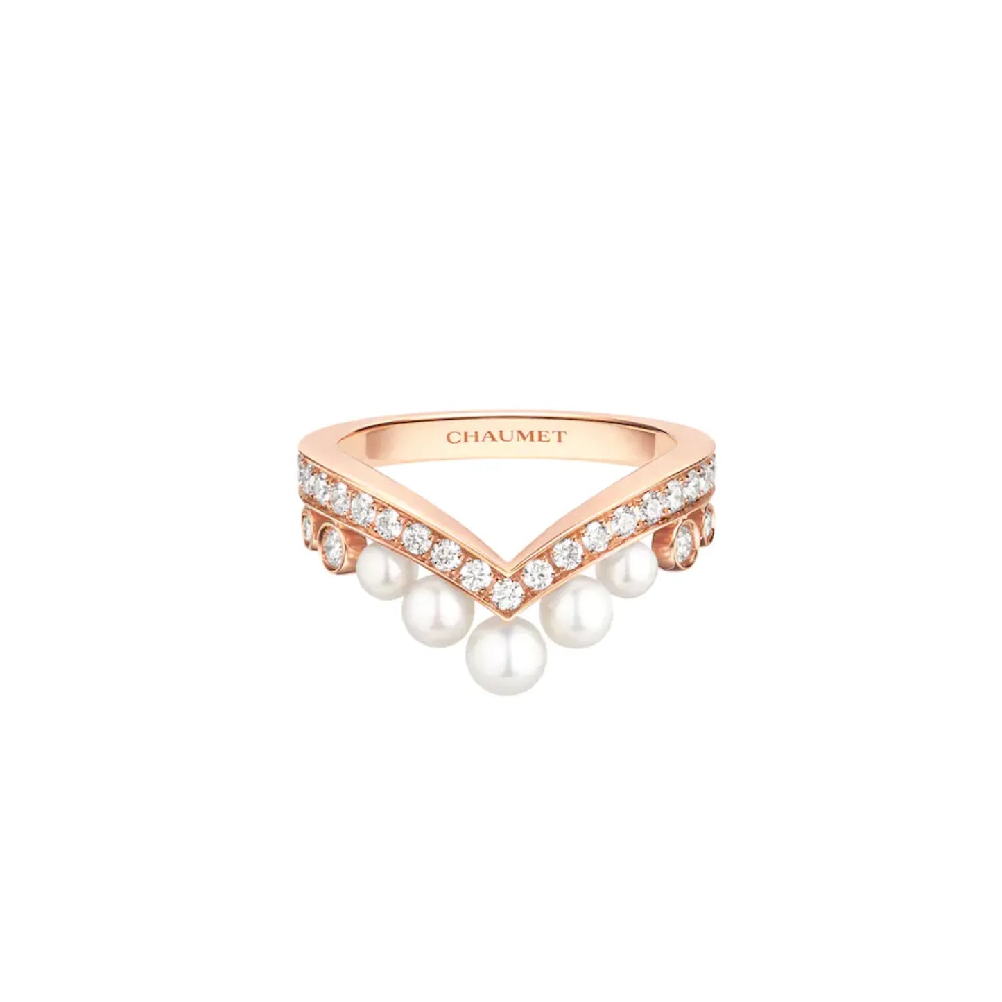 Cleo Pearl Diamanté Ring (silver & rose gold)