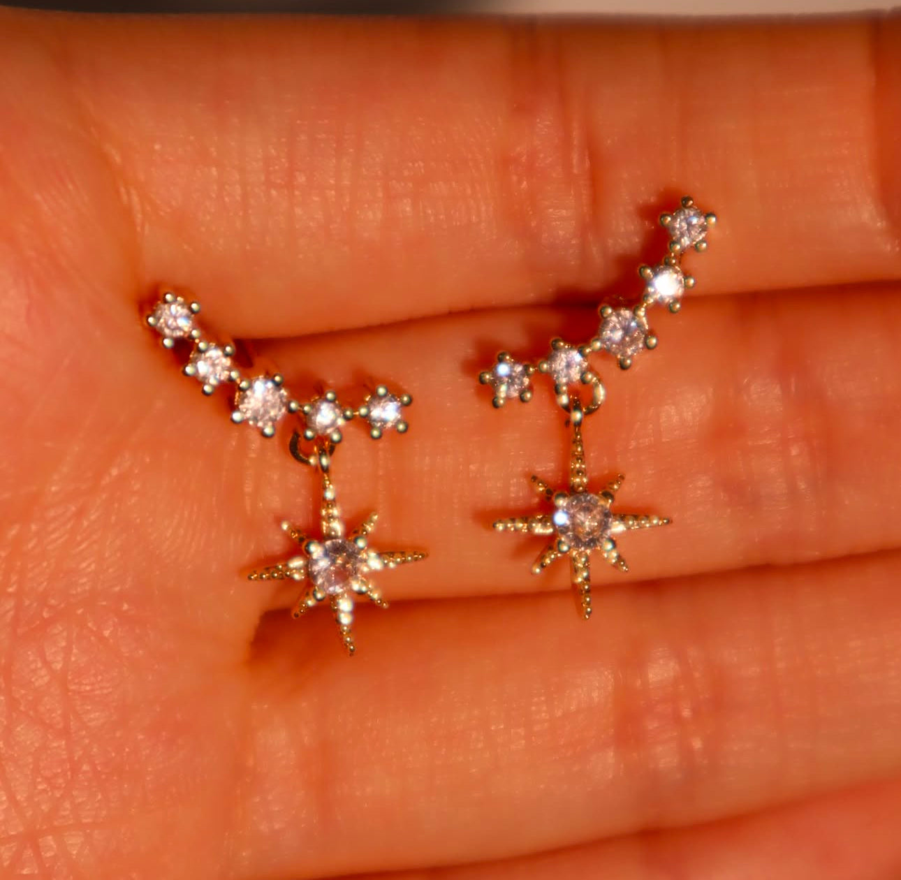 Stella 14K Real Gold Plated Star Earrings