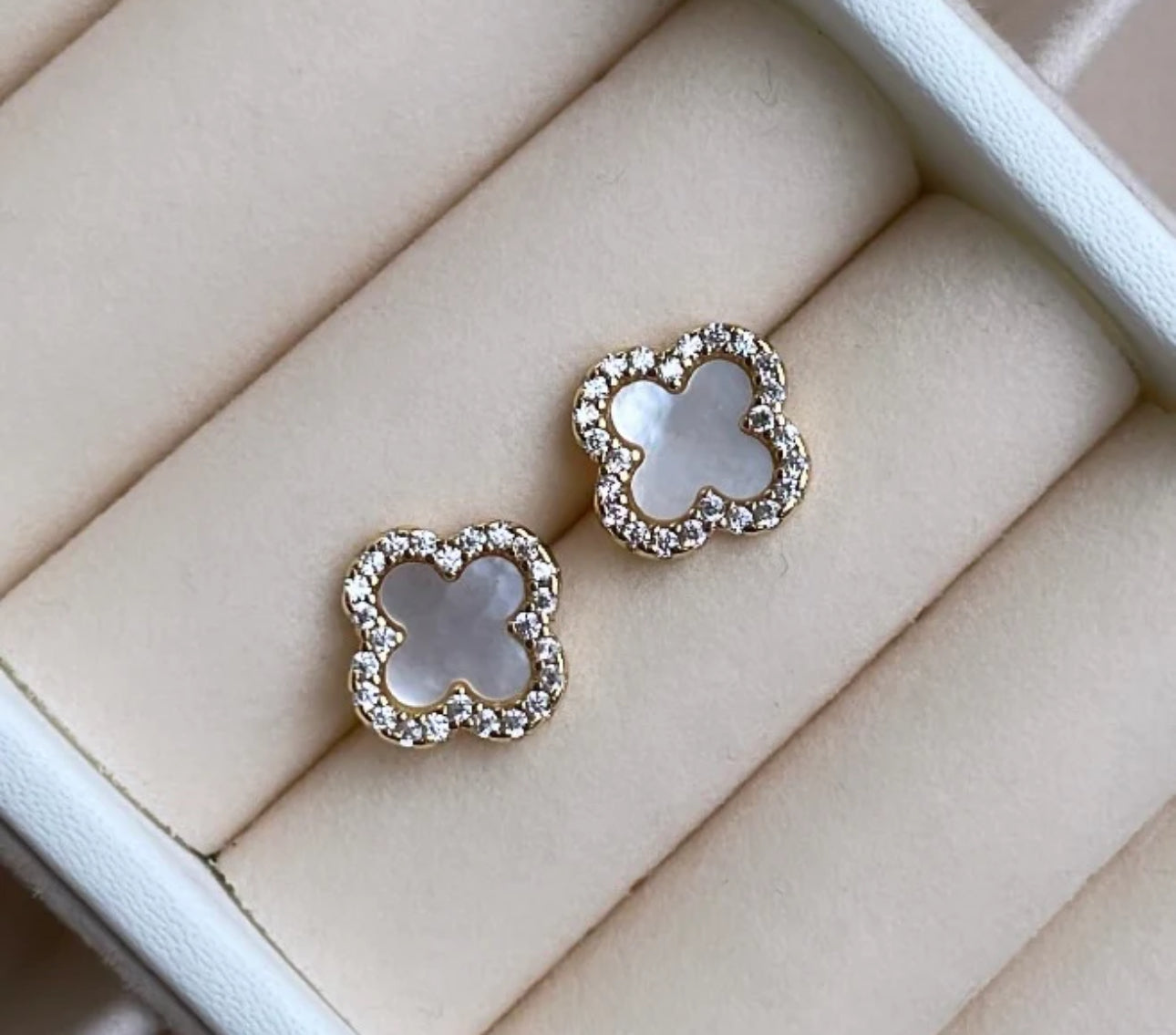 Mina Gold Pearl Diamanté Earrings