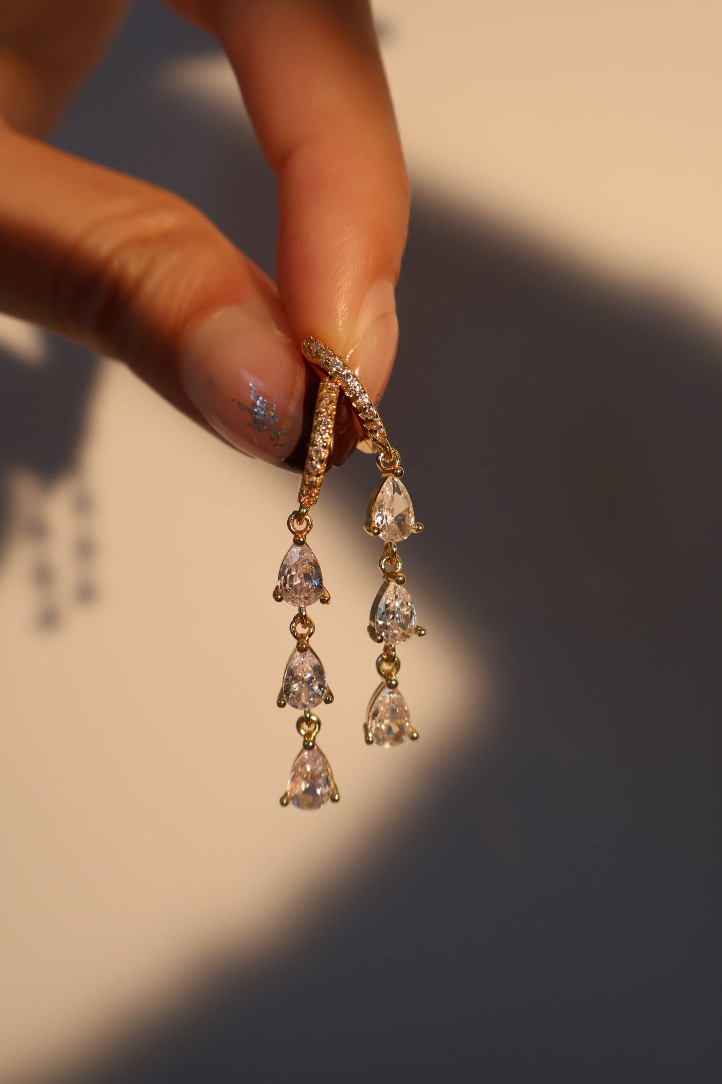 Dangling 18K Gold Plated Gem Earrings