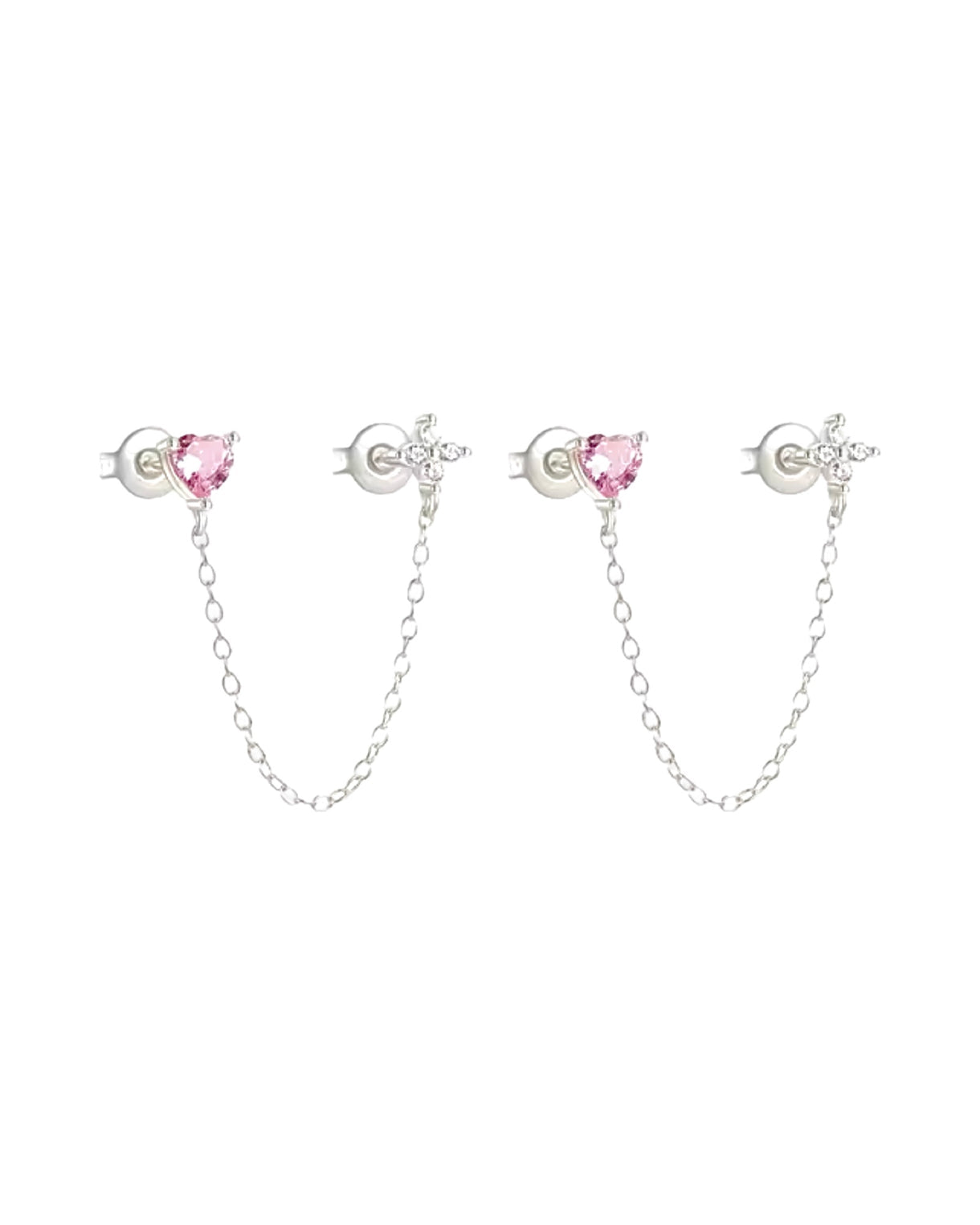 Sterling Silver Layered Chain Studs