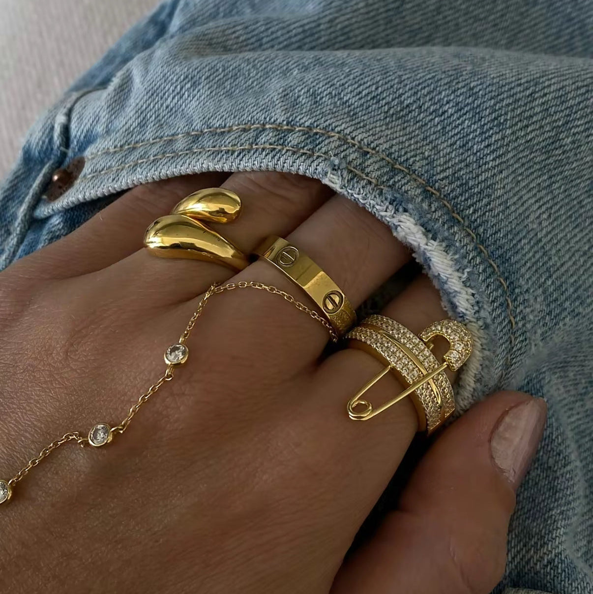 Safety Pin Stack Ring (in gold & silver)