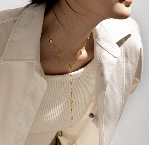 18K Gold Bloom Dangle Necklace