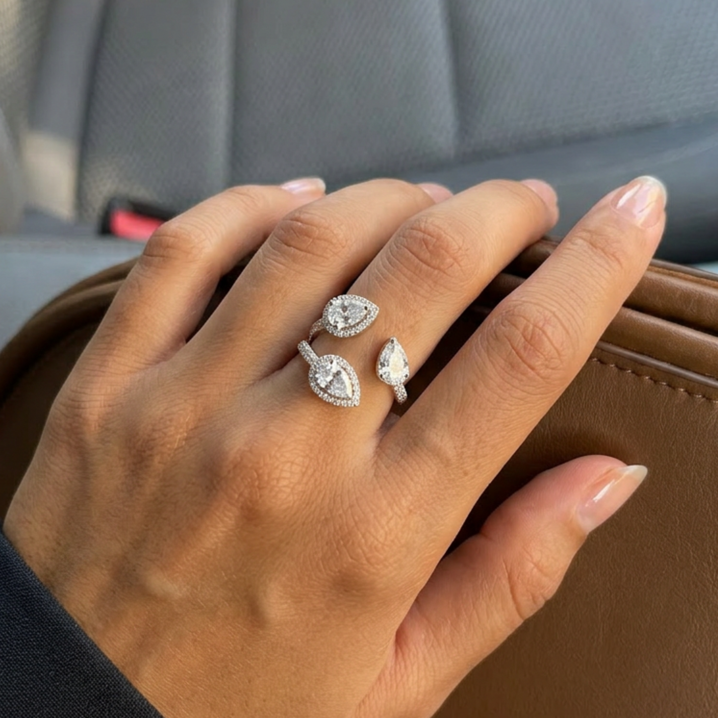 Triple Twin Diamanté Ring