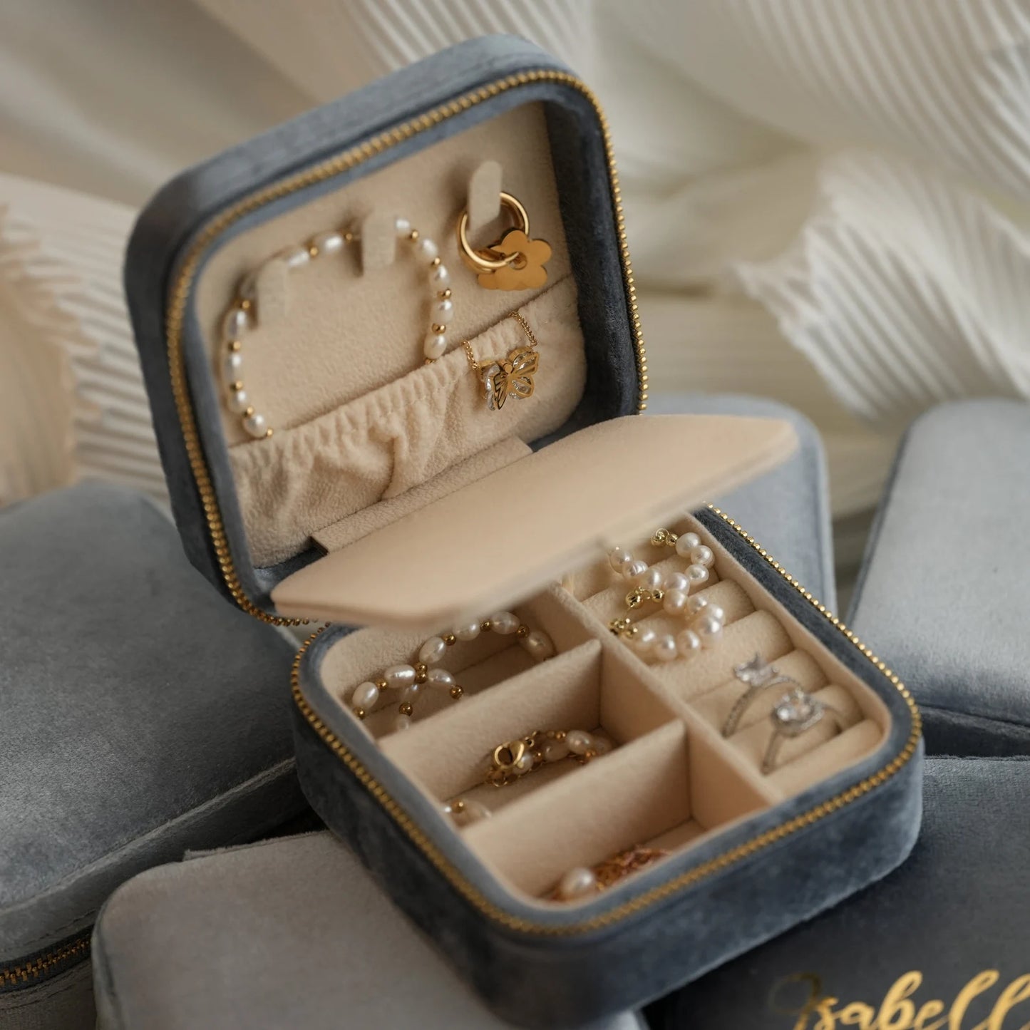 Personalised Velvet Travel Jewellery Box
