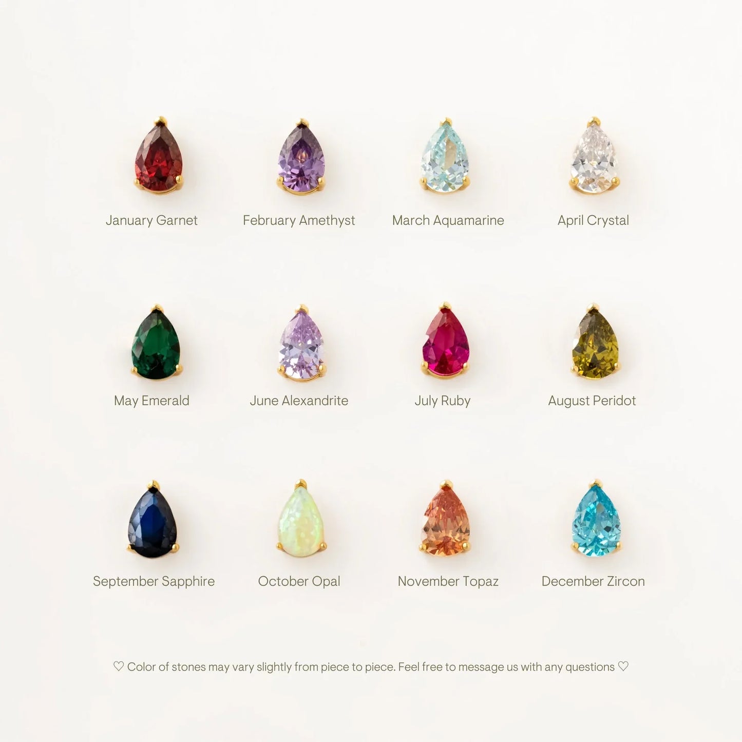 Teardrop Diamond Birthstone Necklace