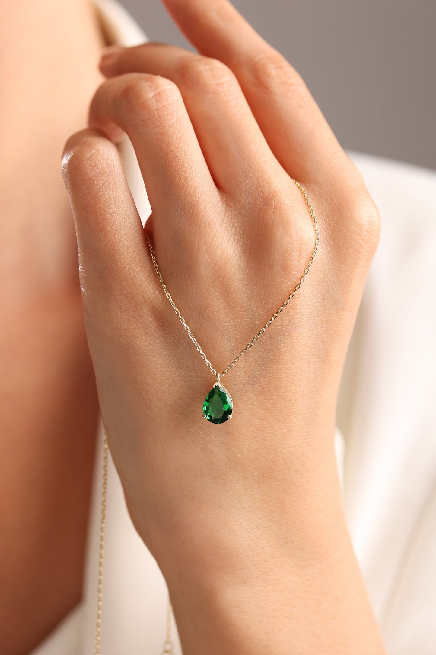 Teardrop Diamond Birthstone Necklace