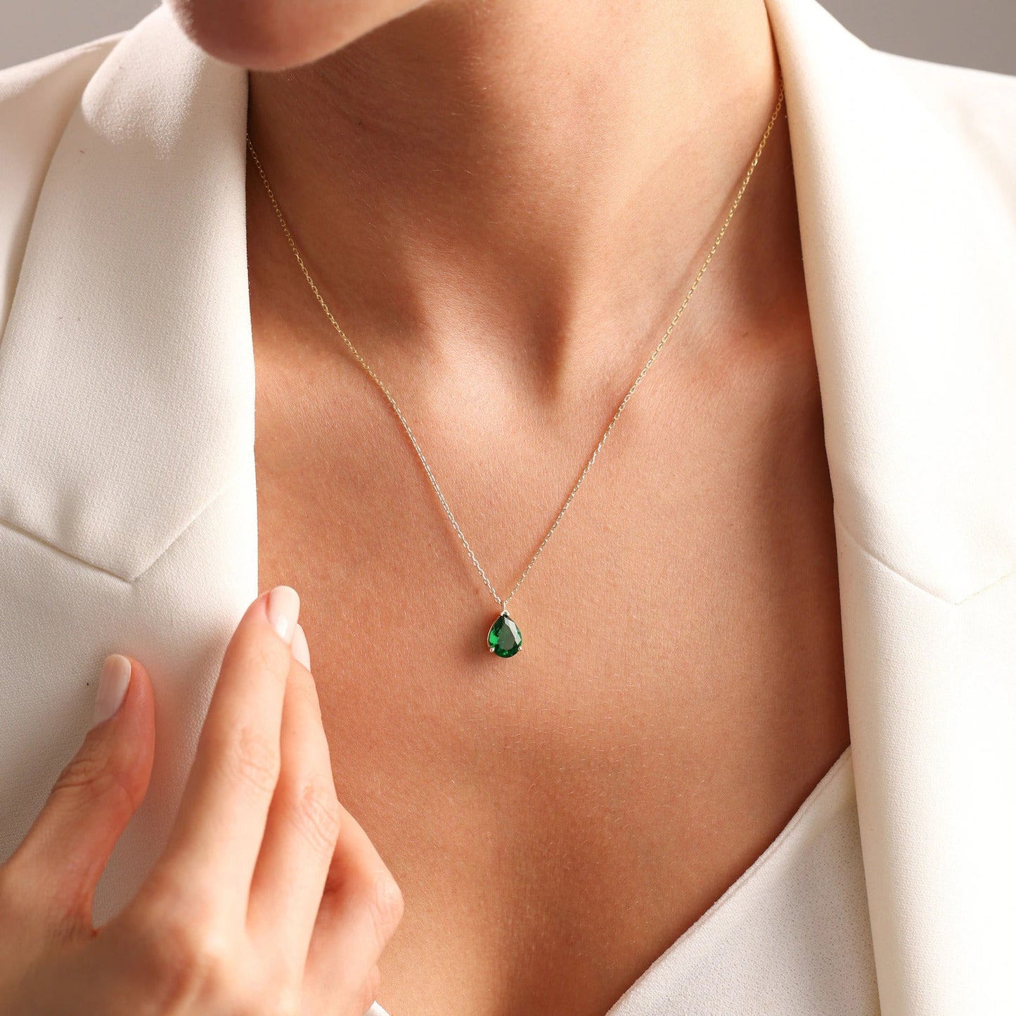 Teardrop Diamond Birthstone Necklace