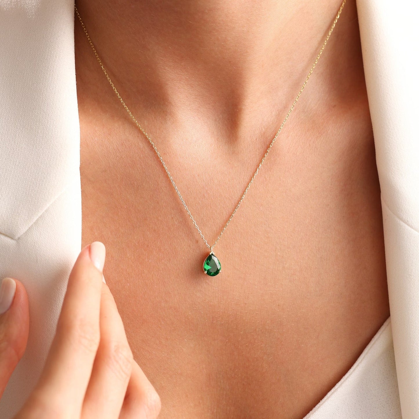 Teardrop Diamond Birthstone Necklace