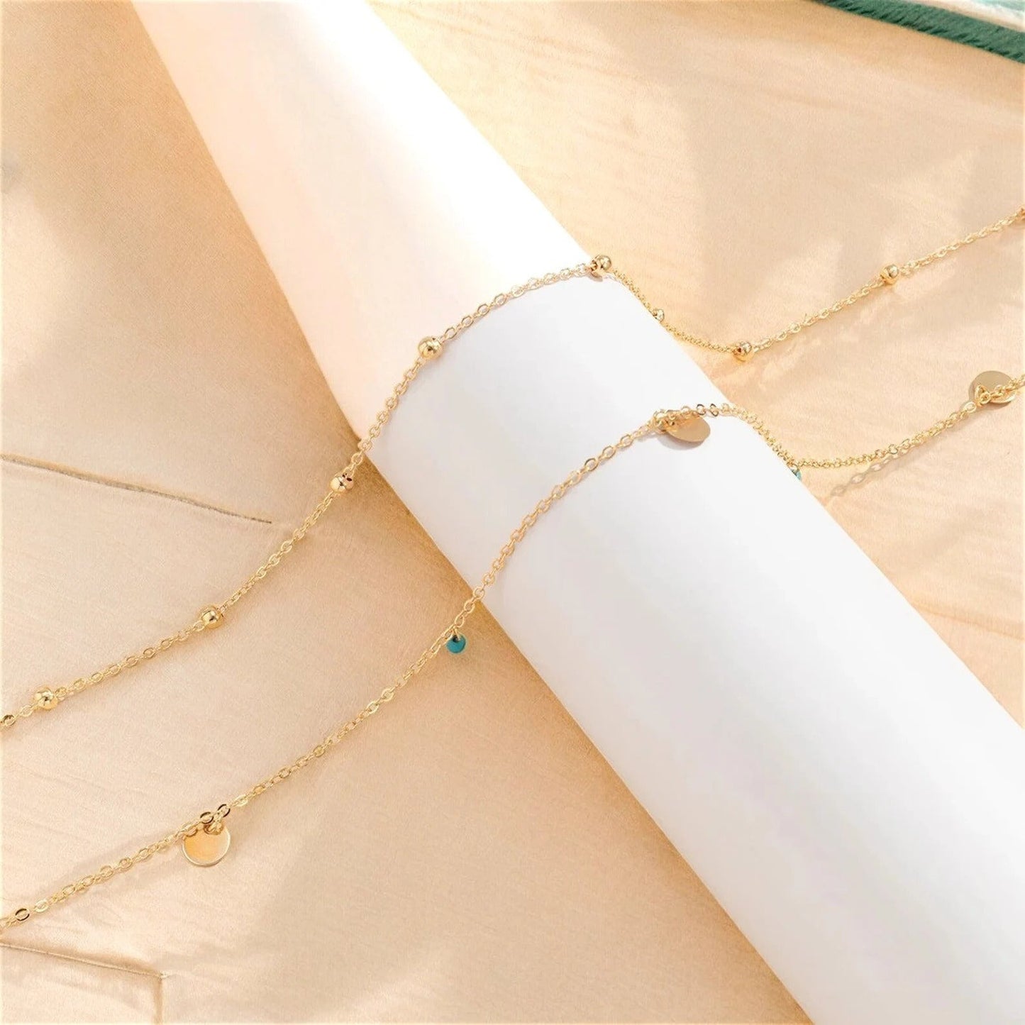 Double Layered Belly Chain Blue Gems