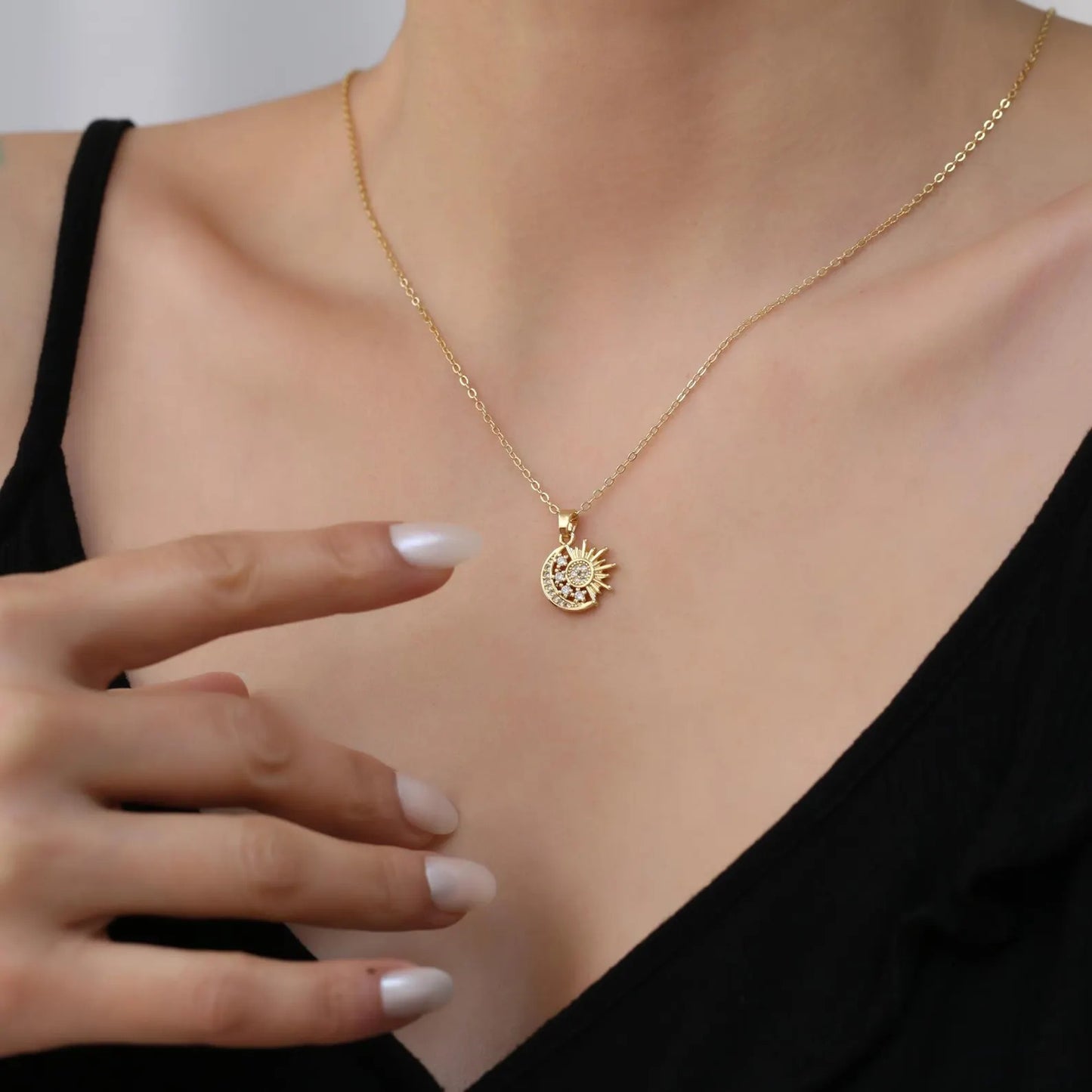 Gold Sun & Moon Necklace