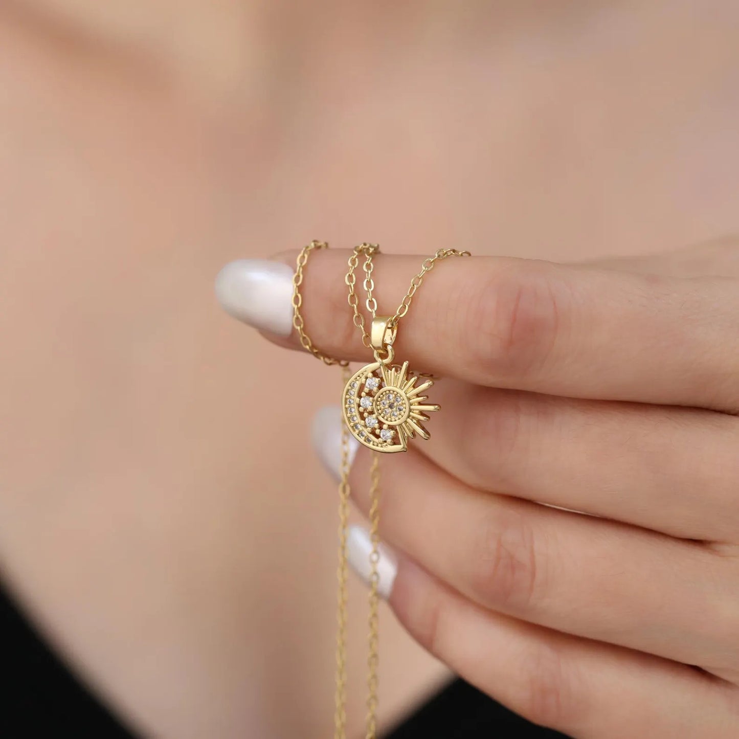 Gold Sun & Moon Necklace