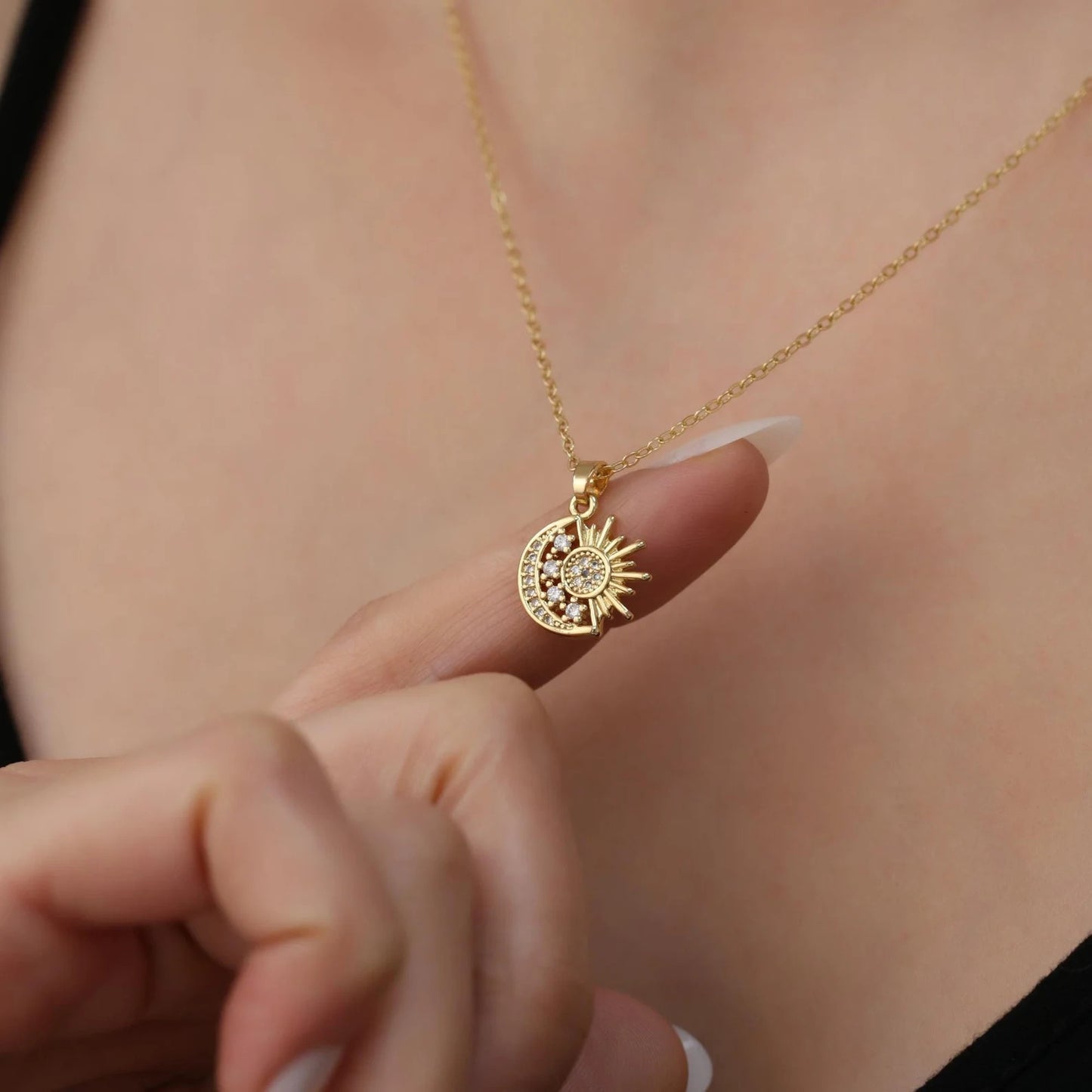 Gold Sun & Moon Necklace