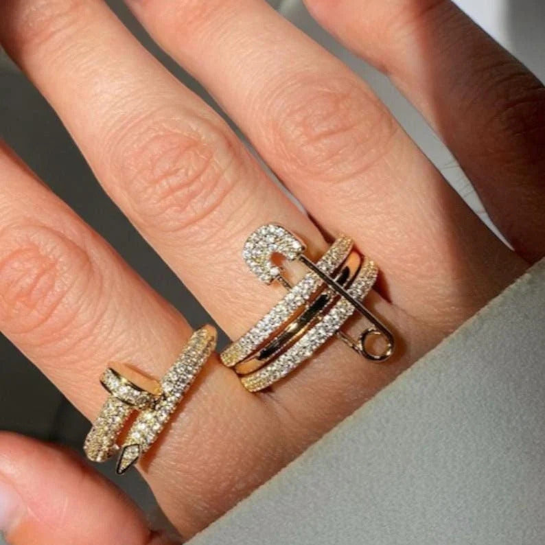 Safety Pin Stack Ring (in gold & silver)