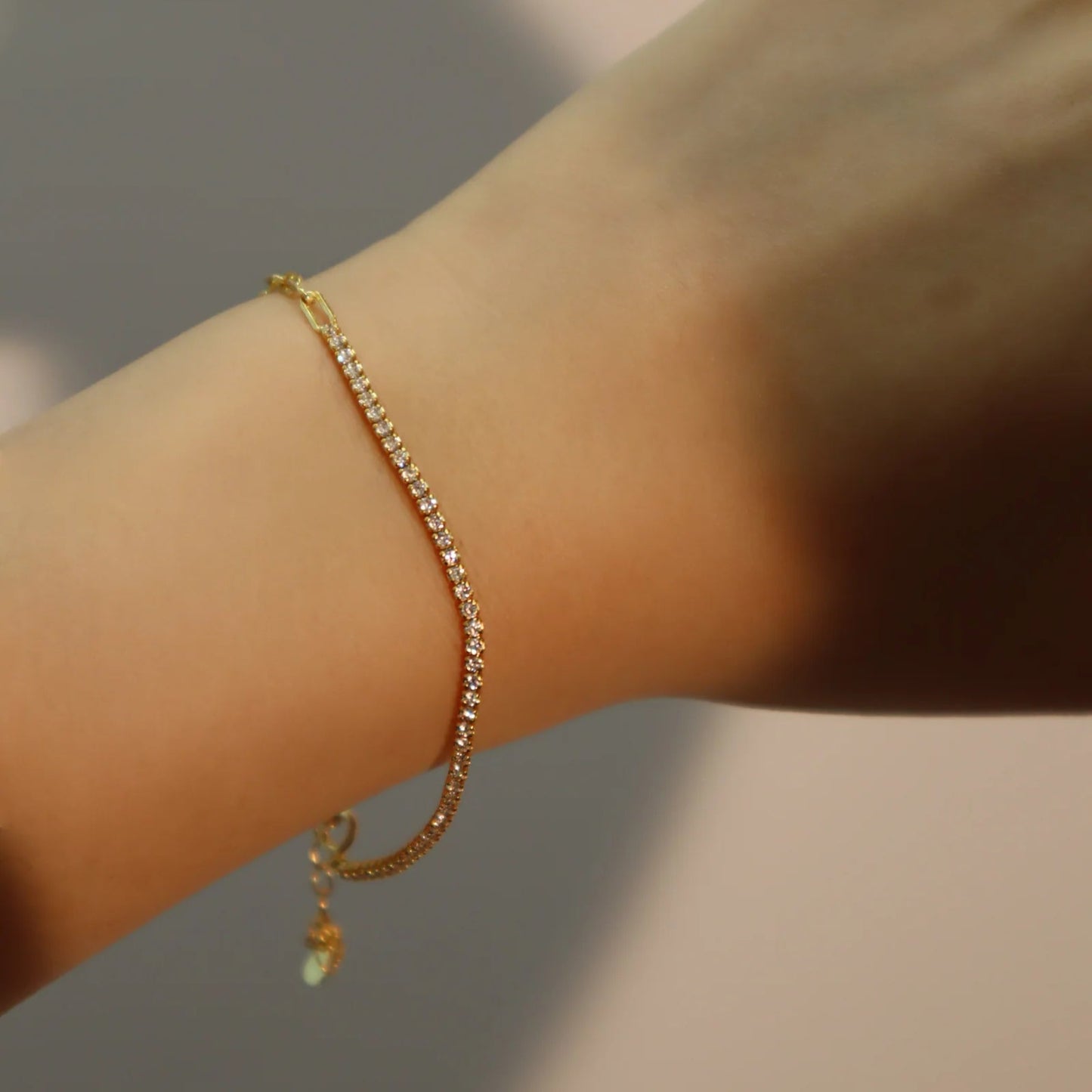 18K Gold Vermeil Tennis Diamond Link Bracelet