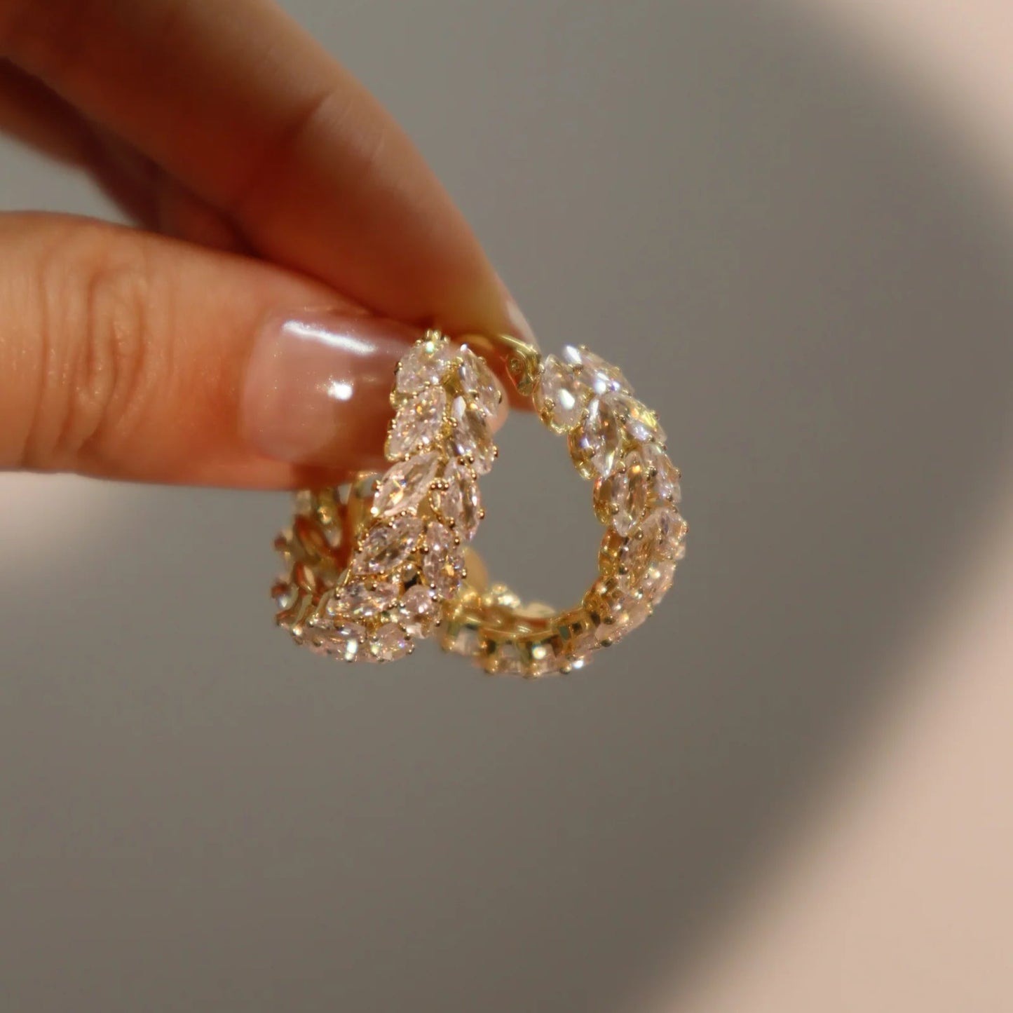 18K Gold Leaf Hoop Earrings