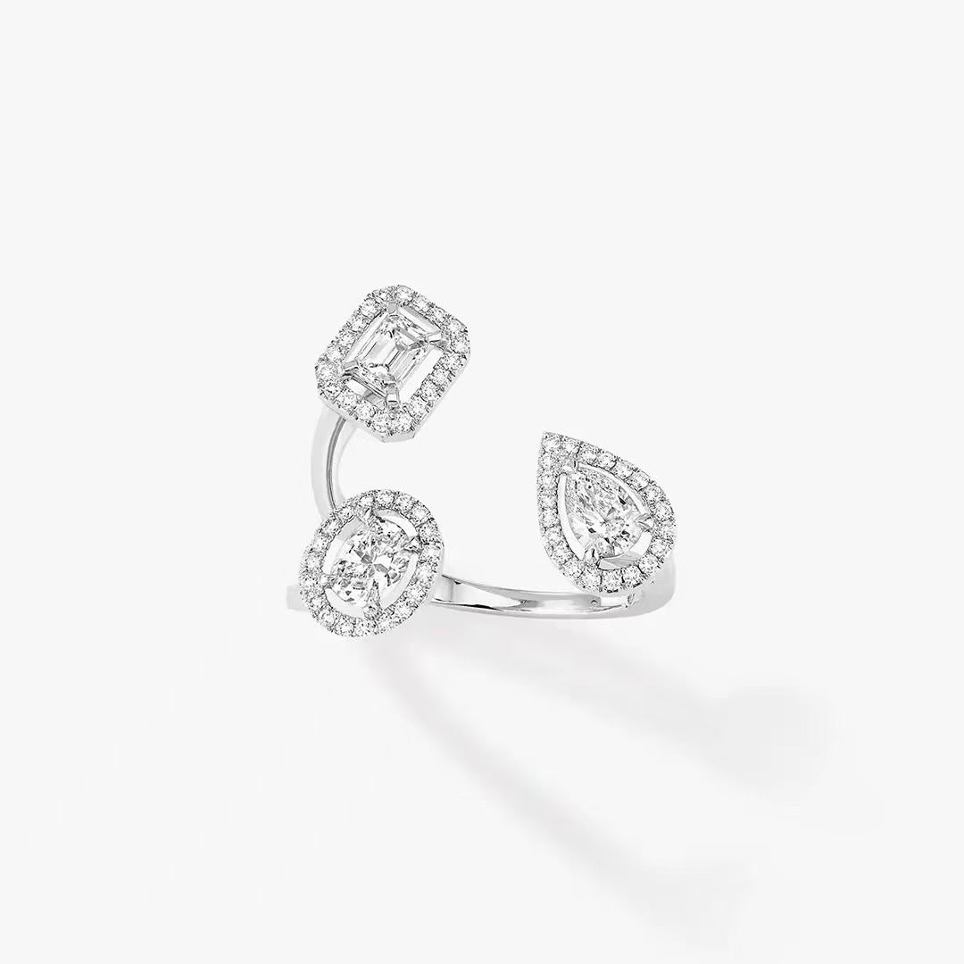 Mollyanne Triple Diamanté Ring (gold, white gold & rose gold)