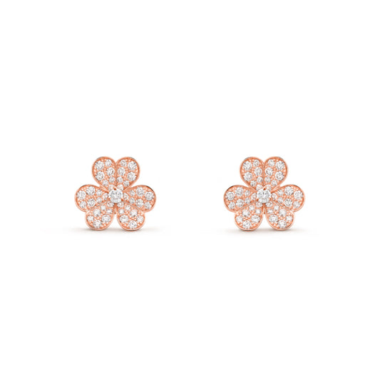 Lindsay Floral Diamanté Earrings (in rose gold & silver)