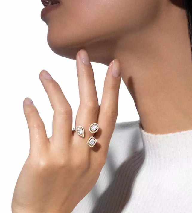 Mollyanne Triple Diamanté Ring (gold, white gold & rose gold)