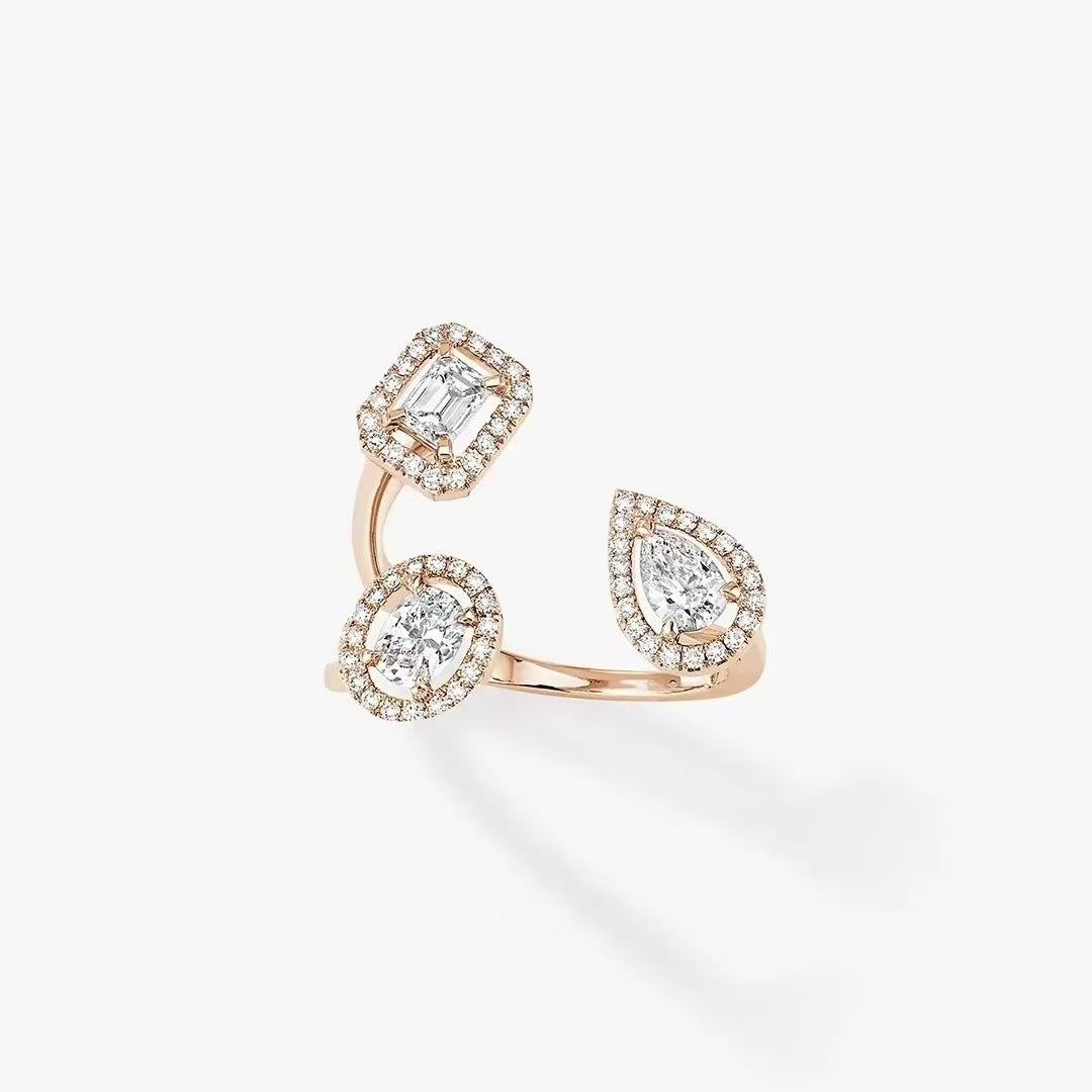Mollyanne Triple Diamanté Ring (gold, white gold & rose gold)