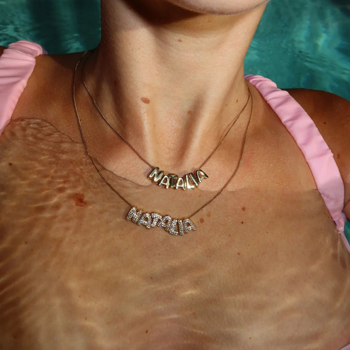 Icy Bubble Name Necklace (in gold & silver)