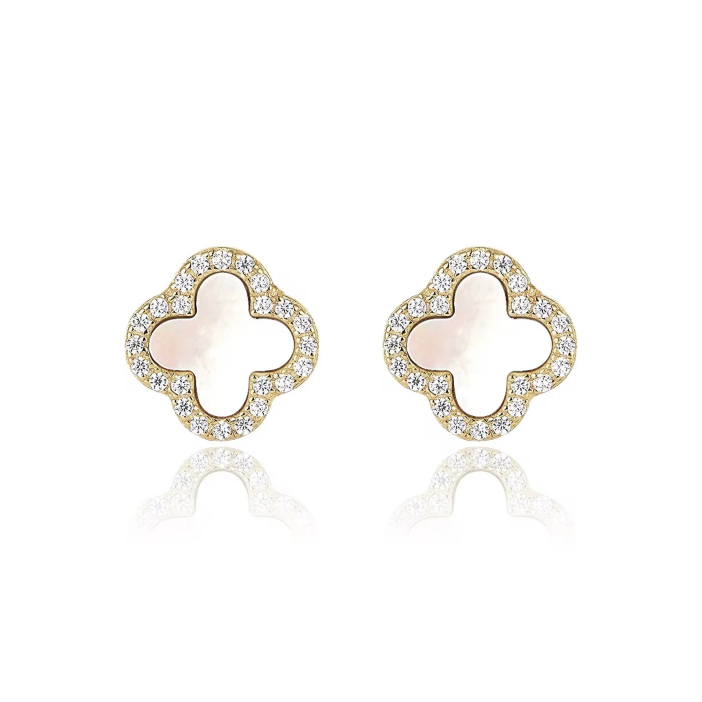 Mina Gold Pearl Diamanté Earrings