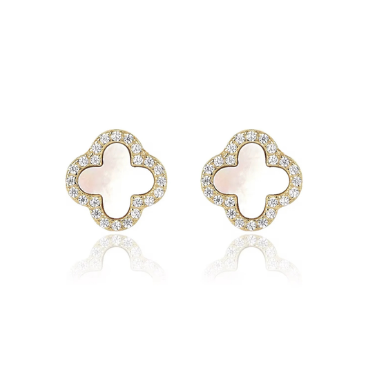Mina Gold Pearl Diamanté Earrings