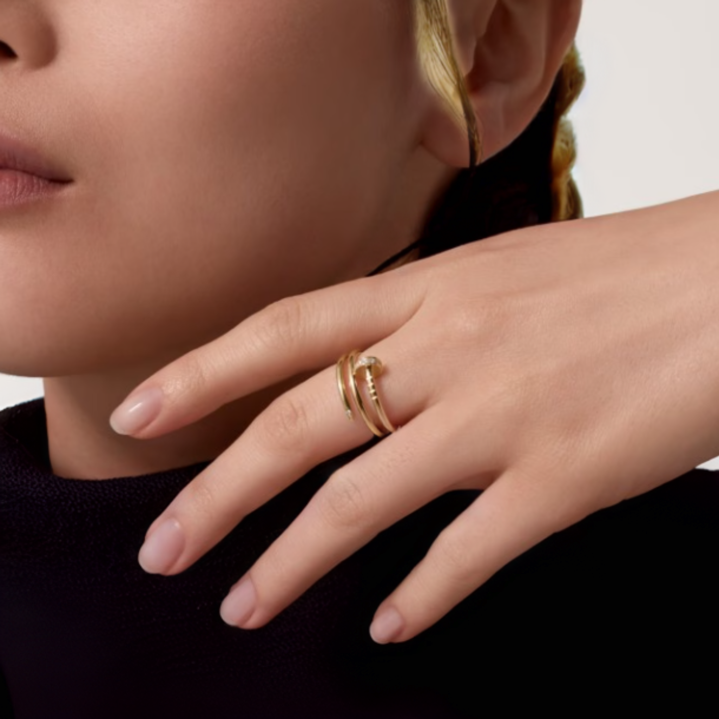 Alana Nail Triple Diamanté Ring (in gold & silver)