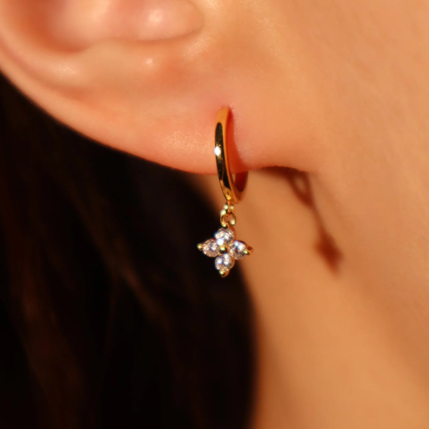 Snowflake Diamanté Hoop Earrings (in gold & silver)