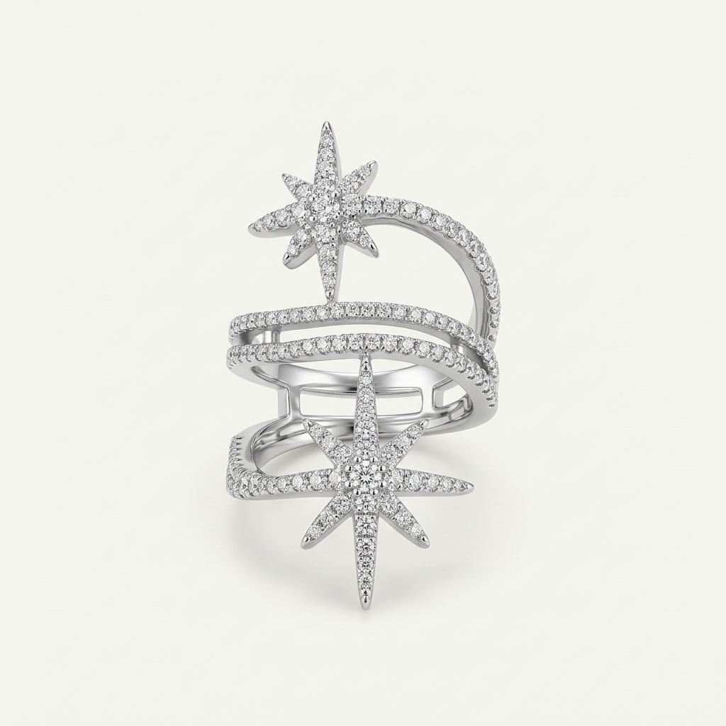 Chaira Layering Star Ring In Silver