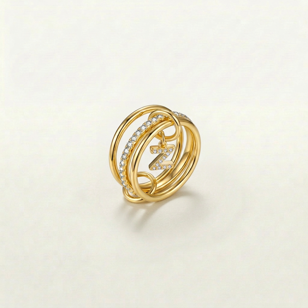 Solina Initial Ring in Gold