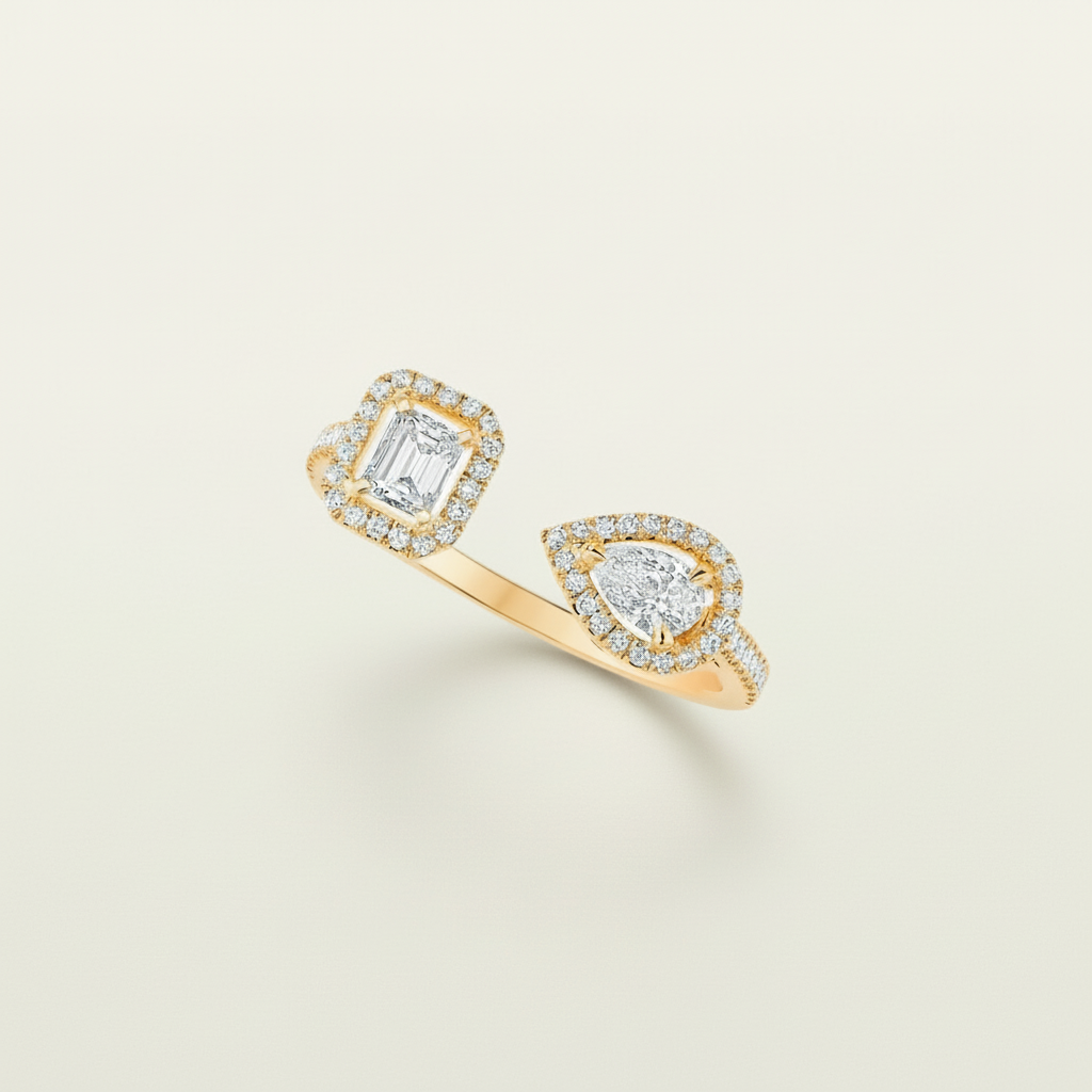 Twin Diamanté Ring (in silver & gold)