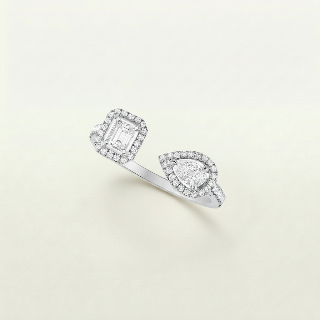 Twin Diamanté Ring (in silver & gold)