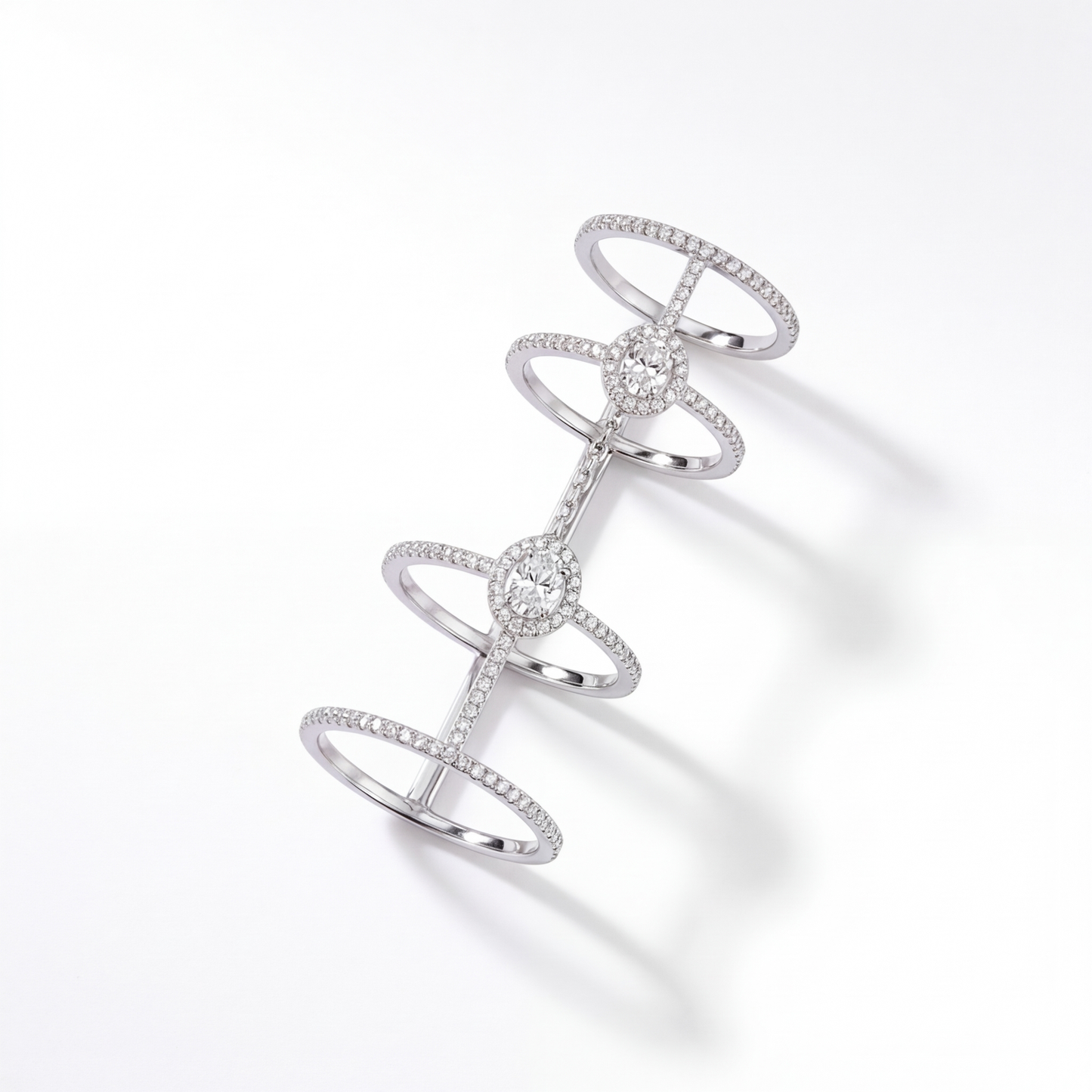 Tia Dangling Layering Chain Diamanté Ring