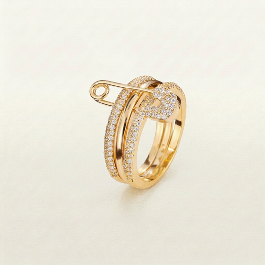 Safety Pin Stack Ring (in gold & silver)