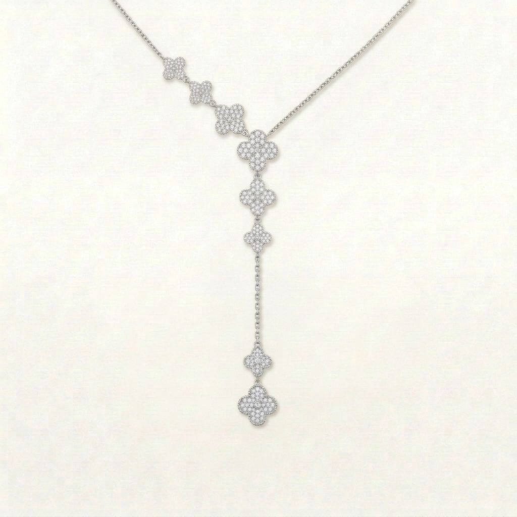Yasmin Diamanté Clover Drop Necklace