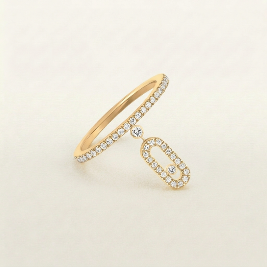 Chaira Dangling Ring Diamanté (gold & silver)