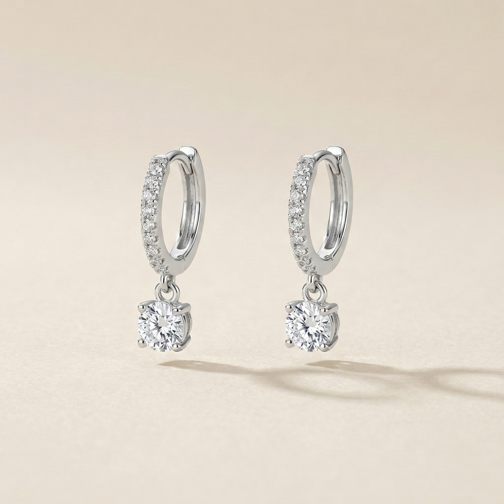 18K Gold Diamond Hoop Earrings