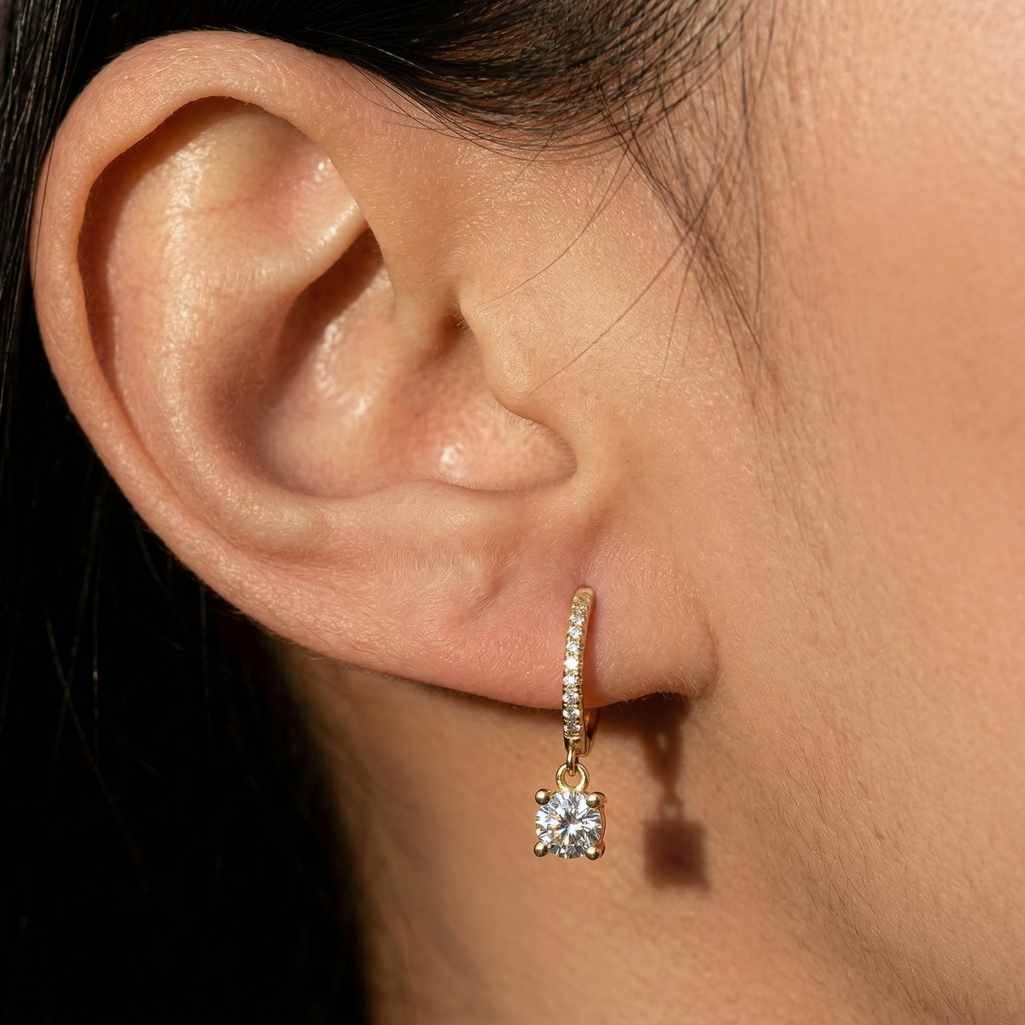 18K Gold Diamond Hoop Earrings