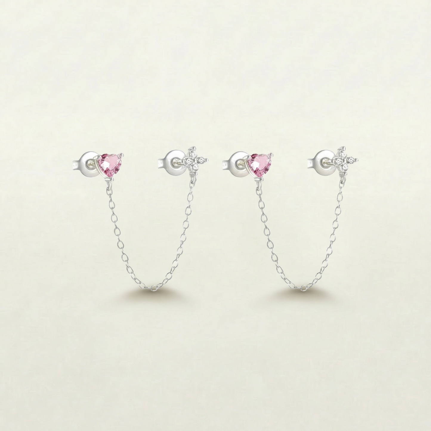 Isla Heart Layered Chain Studs