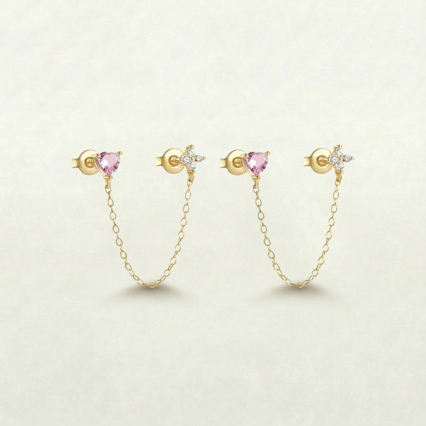 Isla Heart Layered Chain Studs