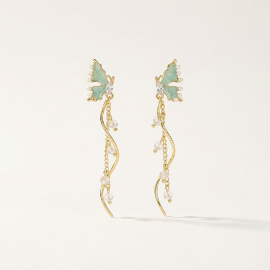 Butterfly Pearls Drop Earrings